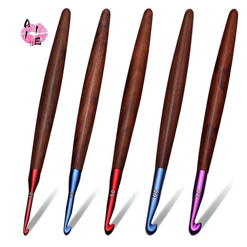 Wooden Crochet Hooks Ergonomic Handle - A11E-haaknaaldenset, ergonomische haaknaalden met houten handvat