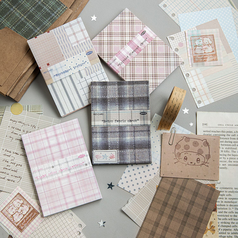 Vintage Junk Journal Scrapbooking Paper - 50 stuks Creatief Geruit Decor Scrapbook