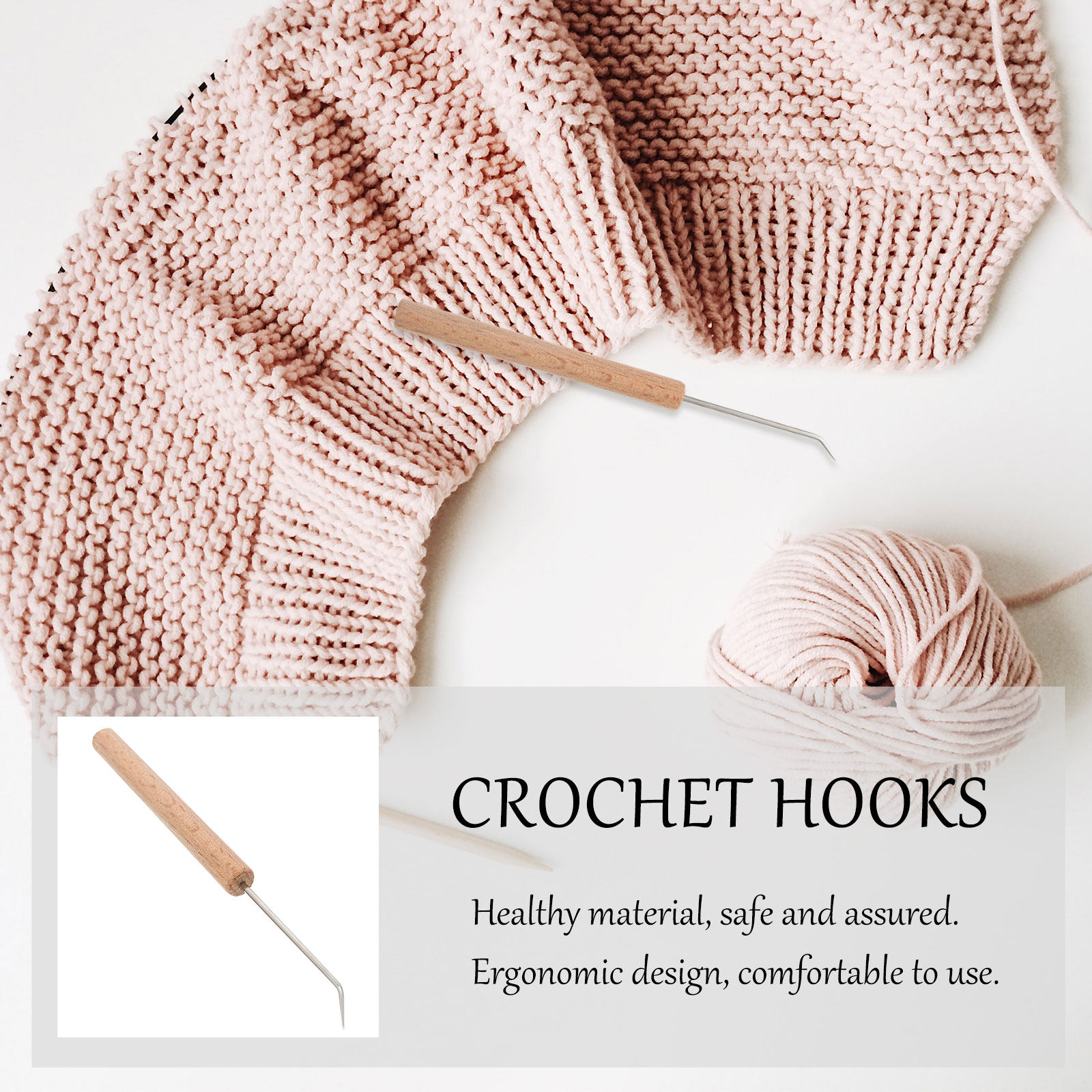 Wooden Crochet Hooks Ergonomic Handle - 1 stuk haaknaald van hout, een