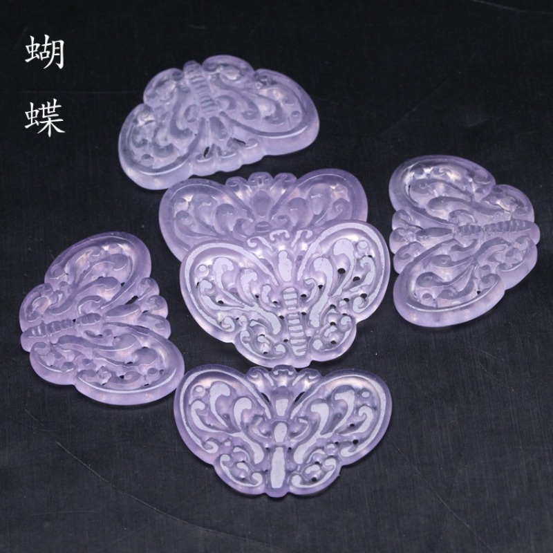 Beading - 2pc Natuurlijke Paarse Jade Uitgeholde Kralen