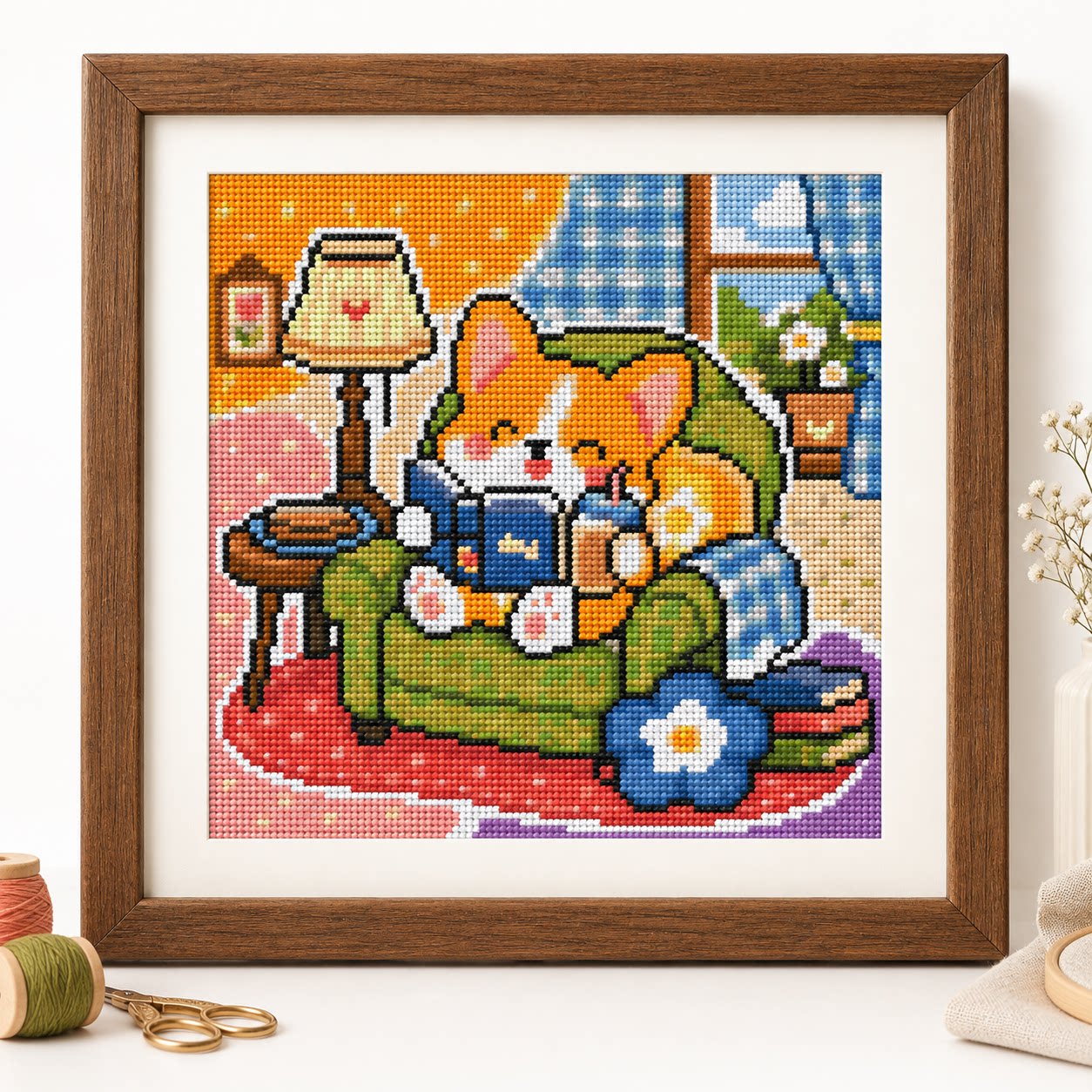 Cross Stitch Stamped Kits Beginners - [Volledige stiksel] [CC6338-Kleine Corgi die graag