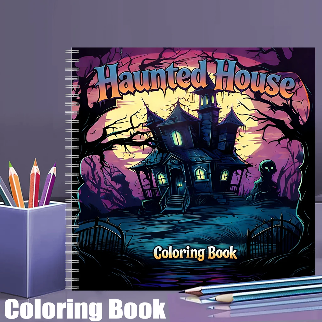 Painting Supplies - Spookhuis kleurboek voor volwassenen, griezelige tekenpagina's