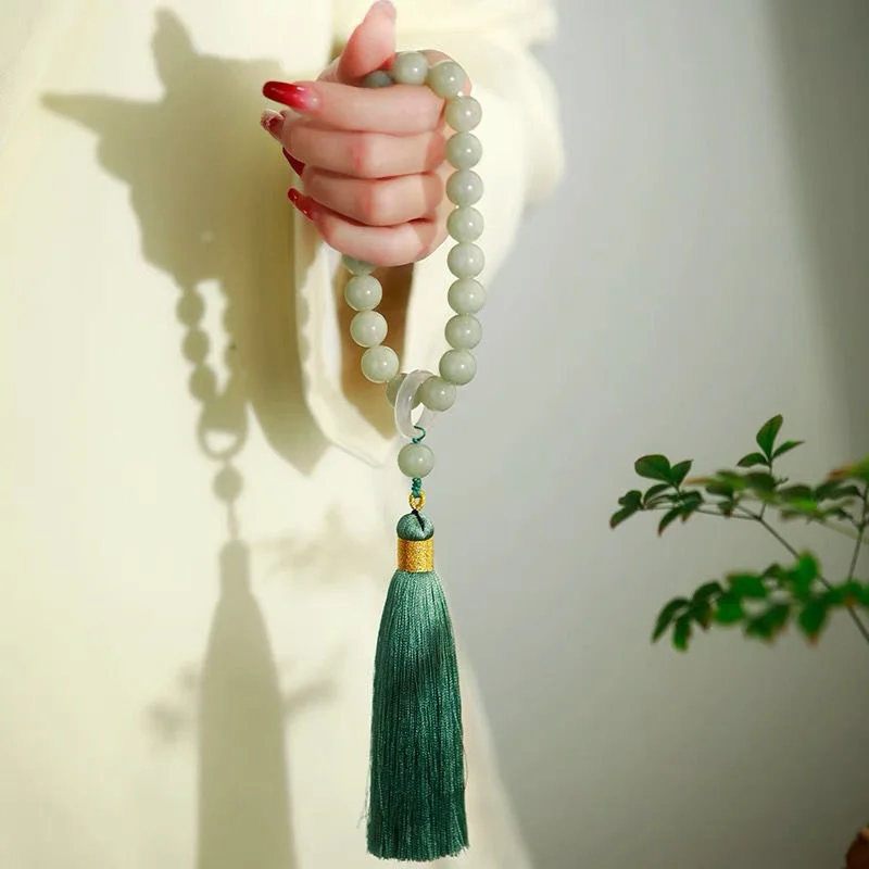 Beading - Groene Jade Steen 12mm Kralen Kwastje