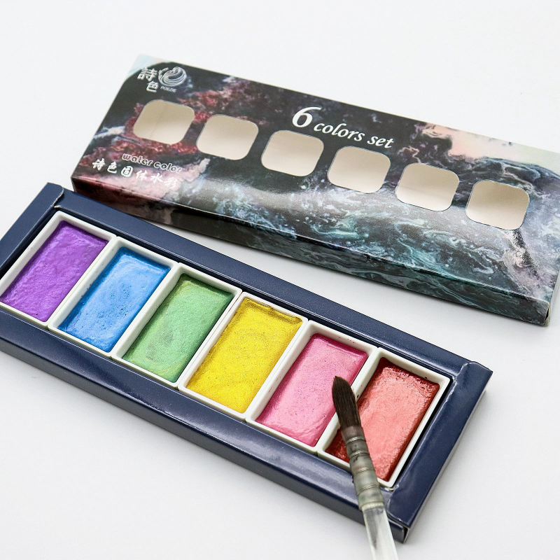 6-kleuren wateroplosbare metal - Watercolor Paint Set Solid Pigment recensie en prijs